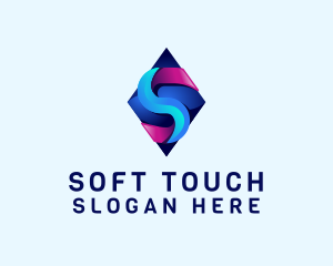 3D Gradient Tech Letter S logo design