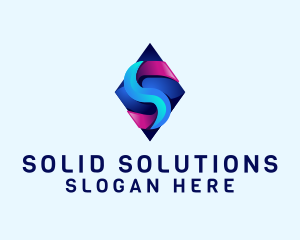 3D Gradient Tech Letter S logo design