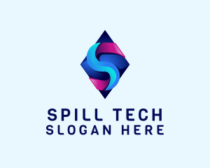 3D Gradient Tech Letter S logo design