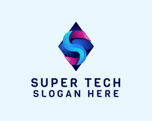 3D Gradient Tech Letter S logo design