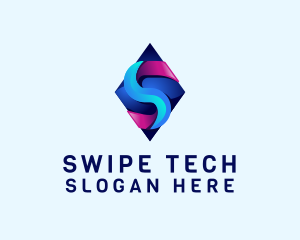 3D Gradient Tech Letter S logo design