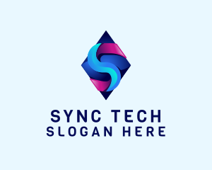 3D Gradient Tech Letter S logo design