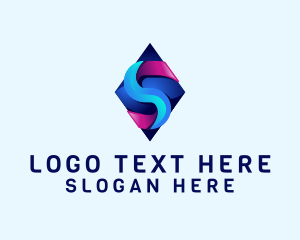 Virtual - 3D Gradient Tech Letter S logo design