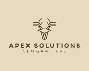 Minimalist Stag Deer Antlers logo design