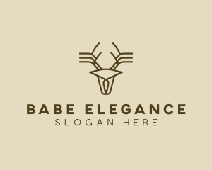 Minimalist Stag Deer Antlers logo design