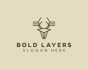 Minimalist Stag Deer Antlers logo design