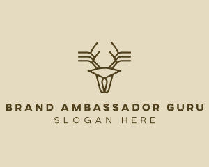 Minimalist Stag Deer Antlers logo design