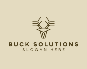 Minimalist Stag Deer Antlers logo design