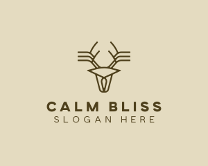 Minimalist Stag Deer Antlers logo design