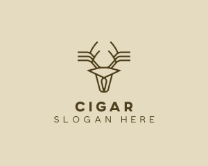 Minimalist Stag Deer Antlers logo design