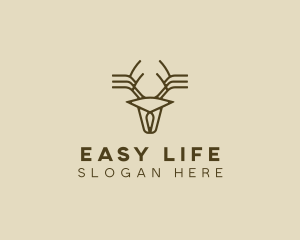 Minimalist Stag Deer Antlers logo design