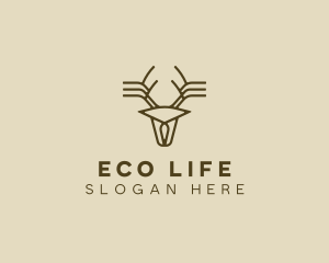 Minimalist Stag Deer Antlers logo design