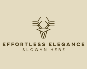 Minimalist Stag Deer Antlers logo design