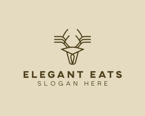 Minimalist Stag Deer Antlers logo design