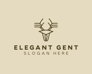 Minimalist Stag Deer Antlers logo design