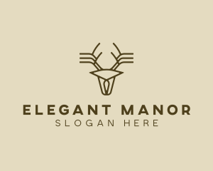 Minimalist Stag Deer Antlers logo design