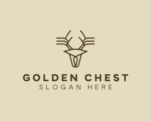 Minimalist Stag Deer Antlers logo design