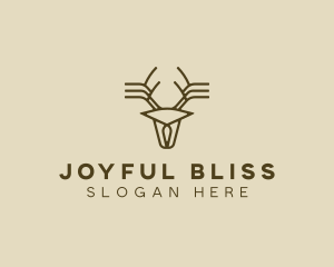 Minimalist Stag Deer Antlers logo design