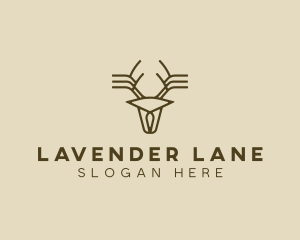 Minimalist Stag Deer Antlers logo design