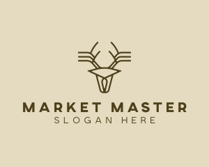 Minimalist Stag Deer Antlers logo design