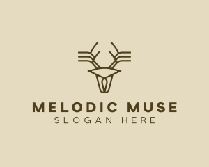 Minimalist Stag Deer Antlers logo design