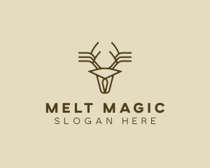 Minimalist Stag Deer Antlers logo design