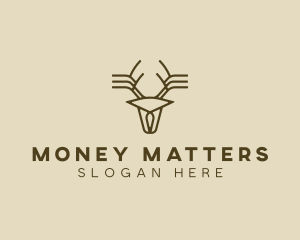 Minimalist Stag Deer Antlers logo design