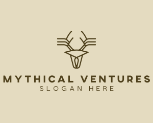 Minimalist Stag Deer Antlers logo design