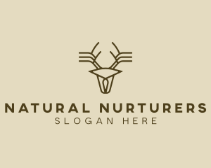 Minimalist Stag Deer Antlers logo design