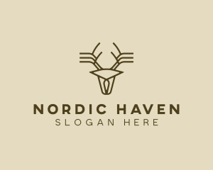 Minimalist Stag Deer Antlers logo design