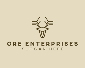 Minimalist Stag Deer Antlers logo design