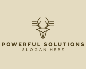 Minimalist Stag Deer Antlers logo design