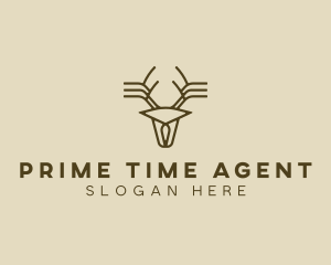 Minimalist Stag Deer Antlers logo design