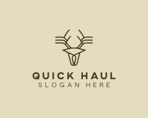 Minimalist Stag Deer Antlers logo design