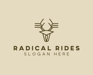 Minimalist Stag Deer Antlers logo design