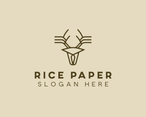 Minimalist Stag Deer Antlers logo design