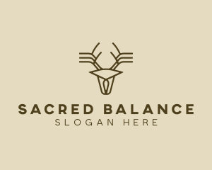 Minimalist Stag Deer Antlers logo design