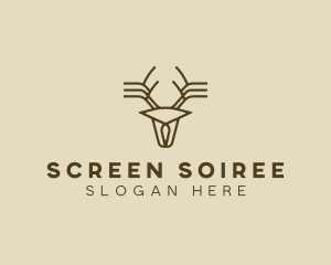 Minimalist Stag Deer Antlers logo design