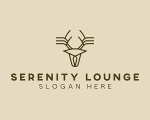 Minimalist Stag Deer Antlers logo design