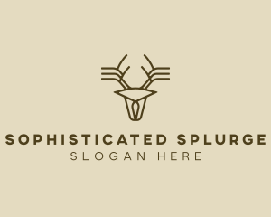 Minimalist Stag Deer Antlers logo design