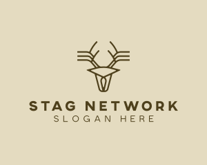 Minimalist Stag Deer Antlers logo design