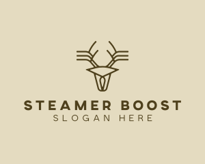 Minimalist Stag Deer Antlers logo design