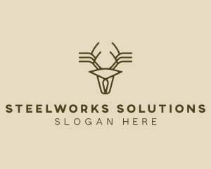 Minimalist Stag Deer Antlers logo design