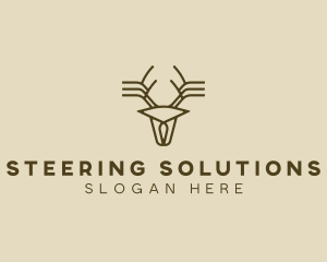 Minimalist Stag Deer Antlers logo design