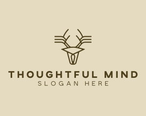 Minimalist Stag Deer Antlers logo design