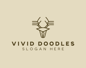 Minimalist Stag Deer Antlers logo design