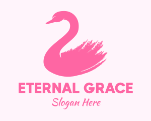 Pink Swan Brushstroke  logo design