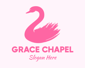 Pink Swan Brushstroke  logo design