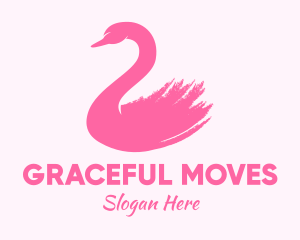 Pink Swan Brushstroke  logo design