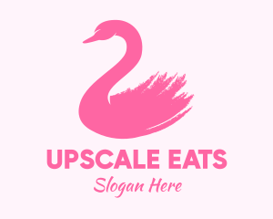 Pink Swan Brushstroke  logo design